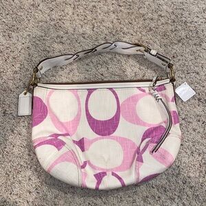 COACH Vintage Pink/Cream/Purple Canvas Leather Shoulder bag. NEW